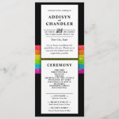 LGBTQ Rainbow Zwart Chique Modern Wedding Glitter Programmakaart (Voorkant)