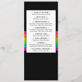LGBTQ Rainbow Zwart Chique Modern Wedding Glitter Programmakaart (Achterkant)