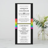 LGBTQ Rainbow Zwart Chique Modern Wedding Glitter Programmakaart (Staand voorkant)