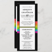 LGBTQ Rainbow Zwart Chique Modern Wedding Glitter Programmakaart (Voorkant / Achterkant)