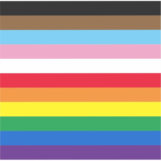 Lgbtq regenboog 11 strepen inclusief homopride vla sticker (Voorkant)