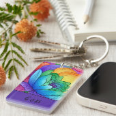 LGBTQ regenboog bloesem Sleutelhanger (Voorkant Rechts)