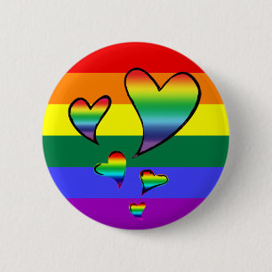 LGBTQ Regenboog Gay Pride Vlag Harten Ronde Button 5,7 Cm