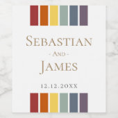 LGBTQ Regenboog Homofiele Elegante Trouwdag Wijn Etiket (Enkel label)