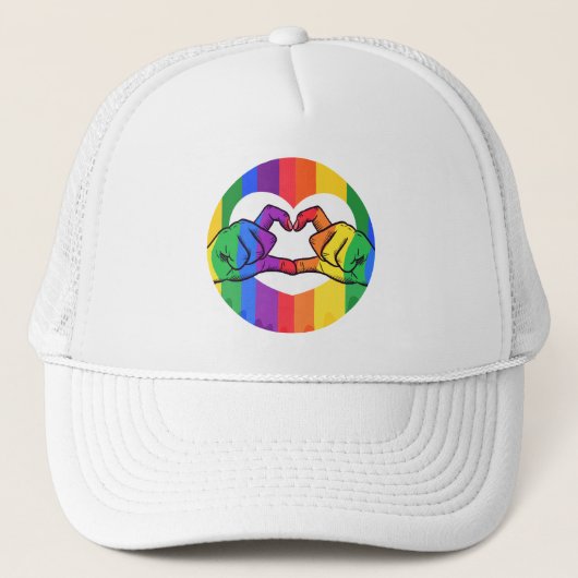 LGBTQ Regenboog Liefde Hart Handen Trucker Pet (Voorkant)
