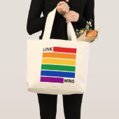 LGBTQ Regenboog, Liefde Wint Grote Tote Bag (Voorkant (product))