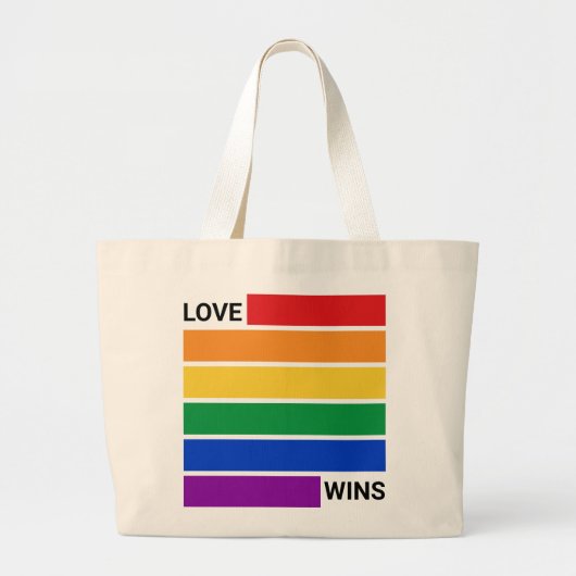 LGBTQ Regenboog, Liefde Wint Grote Tote Bag (Voorkant)