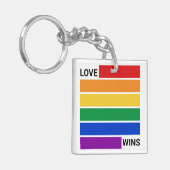 LGBTQ Regenboog, Liefde Wint Sleutelhanger (Voorkant Links)