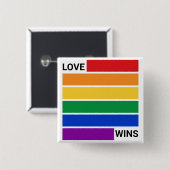 LGBTQ Regenboog, Liefde Wint Vierkante Button 5,1 Cm (Voorkant /achterkant)
