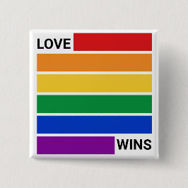 LGBTQ Regenboog, Liefde Wint Vierkante Button 5,1 Cm