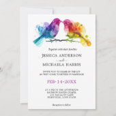 🌈 LGBTQ Regenboog Lovebirds bruiloft Kaart (Voorkant)