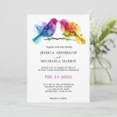 🌈 LGBTQ Regenboog Lovebirds bruiloft Kaart (Staand voorkant)