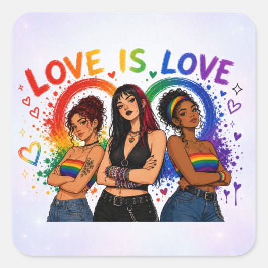 LGBTQ Regenboog Meisjes Sticker (Voorkant)