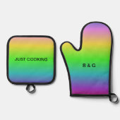 lgbtq-regenboog ovenwant & pannenlap set (Voorkant)