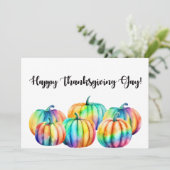 LGBTQ Regenboog pompoenen Thanksgiving Kaart (Staand voorkant)