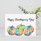LGBTQ Regenboog pompoenen Thanksgiving Kaart (Staand voorkant)