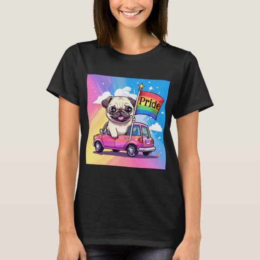 LGBTQ Regenboog Pride Pug T-shirt (Voorkant)