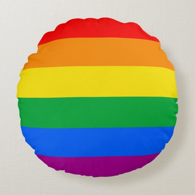 LGBTQ+ Regenboog Pride Vlag Rond Kussen (Voorkant)