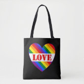LGBTQ+ Regenboog Vlag Liefde Hart zwart - Tote Bag (Voorkant)