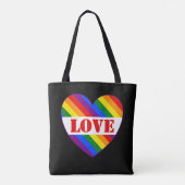 LGBTQ+ Regenboog Vlag Liefde Hart zwart - Tote Bag (Achterkant)