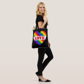 LGBTQ+ Regenboog Vlag Liefde Hart zwart - Tote Bag (Op model)