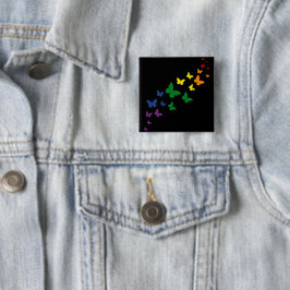 LGBTQ Regenboog Vlinder Trail Vierkante Button 5,1 Cm