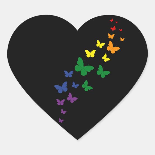 LGBTQ Regenboog Vlinderpad Hart Sticker (Voorkant)