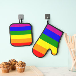 LGBTQ+ regenboogkleuren Ovenwant & Pannenlap Set