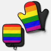 LGBTQ+ regenboogkleuren Ovenwant & Pannenlap Set (Voorkant / Achterkant)