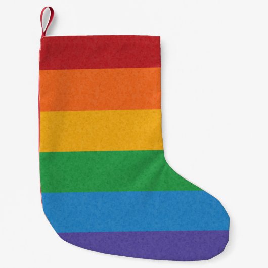 LGBTQ regenboogkleurige Pride Flag Achtergrond Kleine Kerstsok (Voorkant)