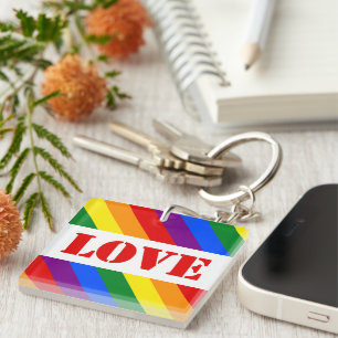 LGBTQ+ Regenboogvierkant Vlag Liefde voor Pride Ma Sleutelhanger