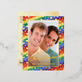 LGBTQ regenboogvlag Kerststerren Folie Feestdagen Briefkaart (Voorkant / Achterkant)