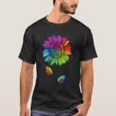LGBTQ-regenboogzonnebloem Wereldwijde bloemperk T-shirt (Voorkant)