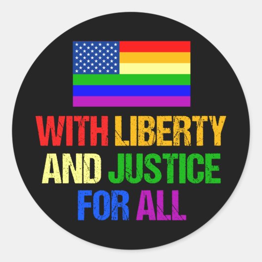LGBTQ Rights Rainbow American Flag Gay Pride Ronde Sticker (Voorkant)