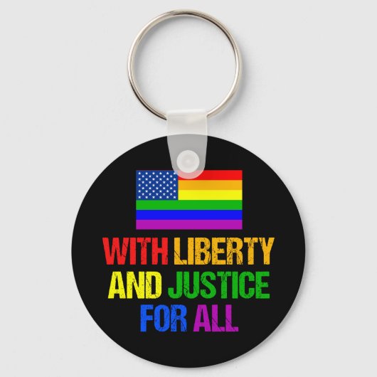 LGBTQ Rights Rainbow American Flag Gay Pride Sleutelhanger (Voorkant)