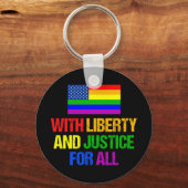 LGBTQ Rights Rainbow American Flag Gay Pride Sleutelhanger (Voorkant)