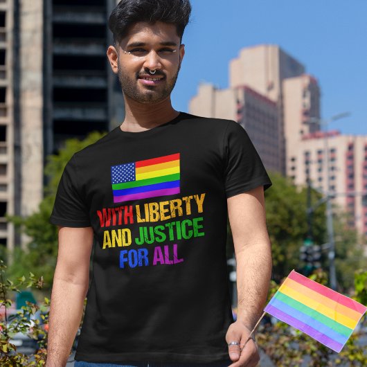 LGBTQ Rights Rainbow American Flag Gay Pride T-shirt