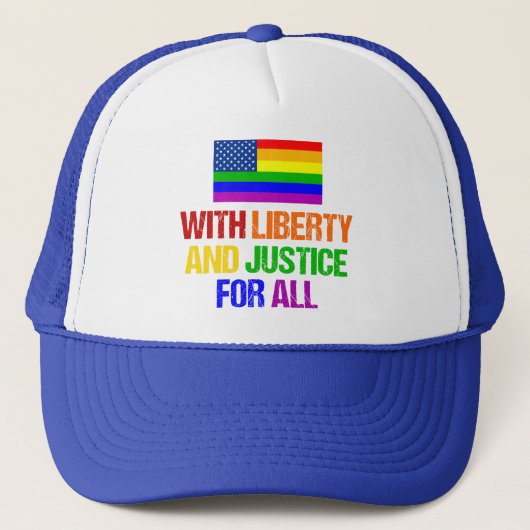 LGBTQ Rights Rainbow American Flag Gay Pride Trucker Pet (Voorkant)