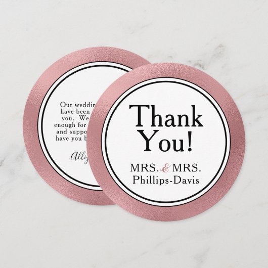 LGBTQ Roos Gold Modern Bedankt Notitie Uitnodiging (Voorkant / Achterkant)