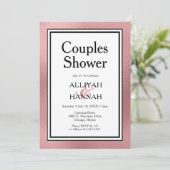 LGBTQ Roos Gold Modern Couples Douche Uitnodiging (Staand voorkant)