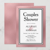 LGBTQ Roos Gold Modern Couples Douche Uitnodiging (Voorkant / Achterkant)