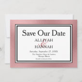 LGBTQ Roos Gold Modern Wedding Bewaar de Datum Save The Date (Voorkant)