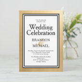 LGBTQ Roos Gold Modern Wedding Celebration Invita Kaart (Staand voorkant)