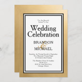 LGBTQ Roos Gold Modern Wedding Celebration Invita Kaart (Voorkant / Achterkant)