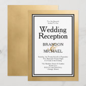 LGBTQ Roos Gold Modern Wedding Recepti Uitnodiging (Voorkant / Achterkant)