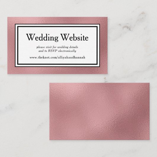 LGBTQ Roos Gold Modern Wedding Website Behuizing Informatiekaartje (Voorkant / Achterkant)