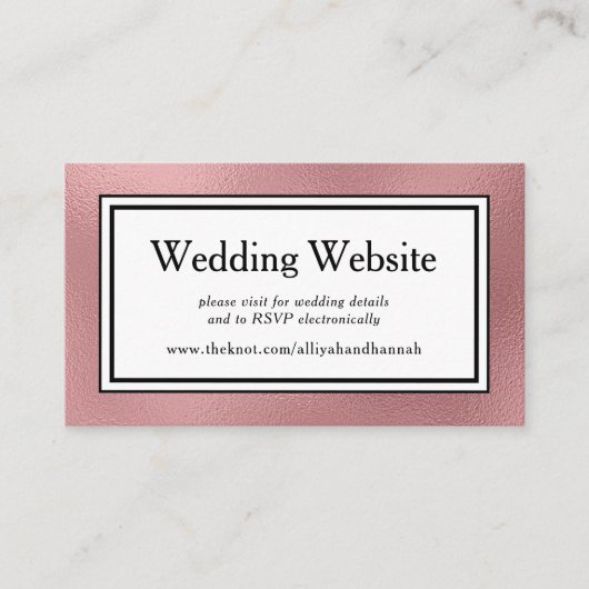 LGBTQ Roos Gold Modern Wedding Website Behuizing Informatiekaartje (Voorkant)