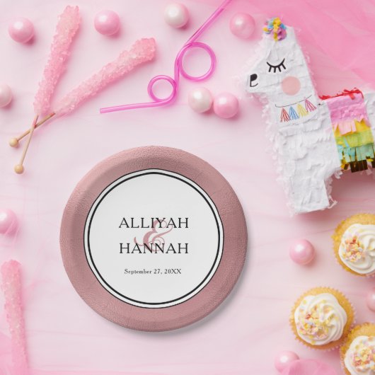 LGBTQ Roos Goud Modern Trouwpapier Bord (Feest)