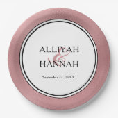 LGBTQ Roos Goud Modern Trouwpapier Bord (Voorkant)