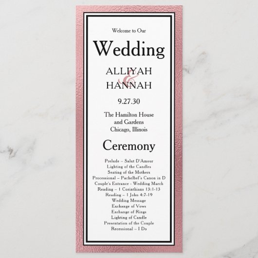 LGBTQ Roos Goud Modern Trouwprogramma Programmakaart (Voorkant)